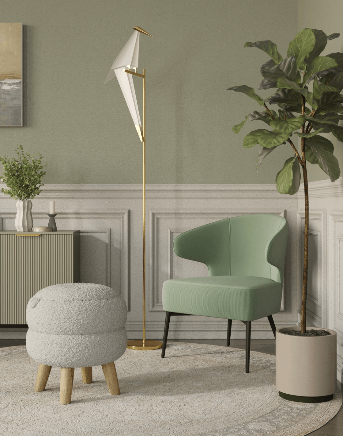 Пуф Винни, Торшер Birds, Кресло Royal Stripes