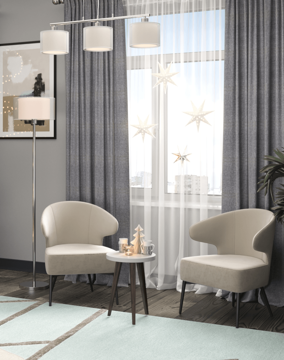 Торшер Room, Кресло Royal Stripes, Люстра подвесная Room