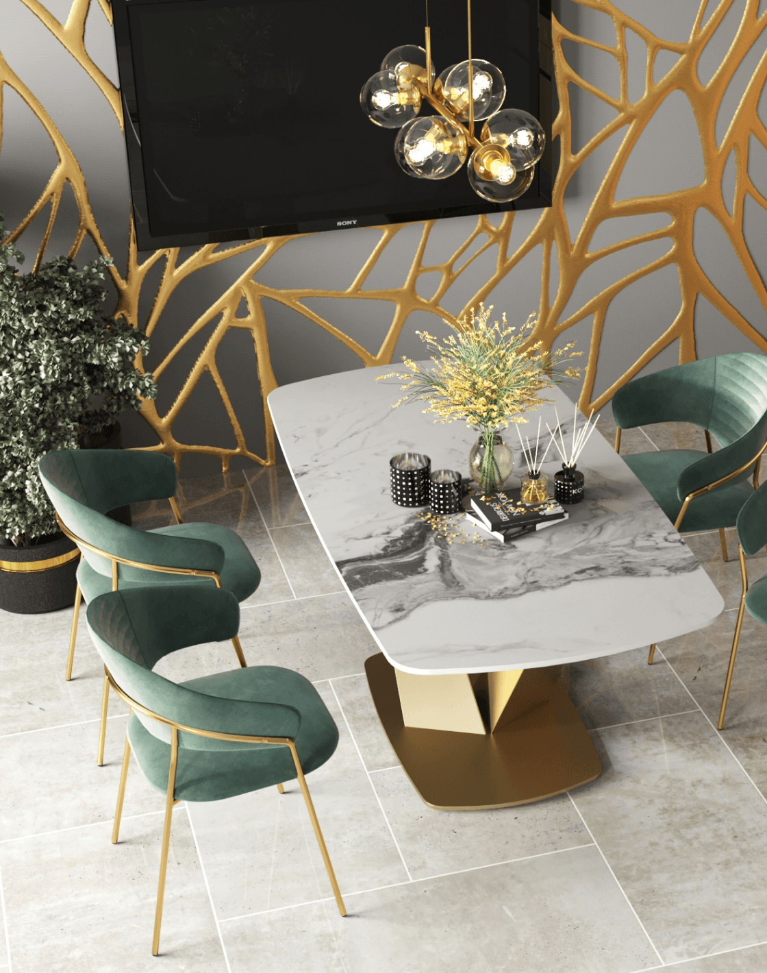 Стул Эвита, Стол Аврора, Люстра подвесная Long