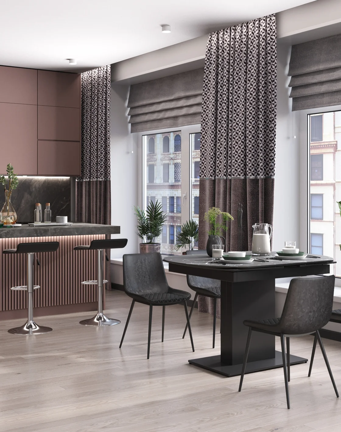 Стол Хлоя, Стул TEXAS, Стул барный Хай-Тек