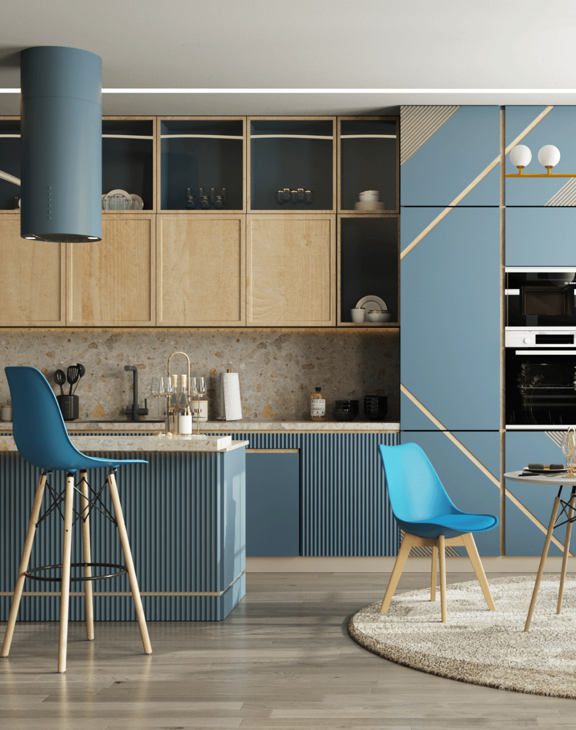 Стол DSW, Стул FRANKFURT, Стул барный FRANKFURT,Светильник подвесной Sheman