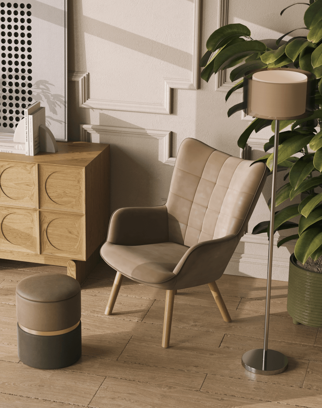 Пуф Кэрри, Кресло Манго, Торшер Room