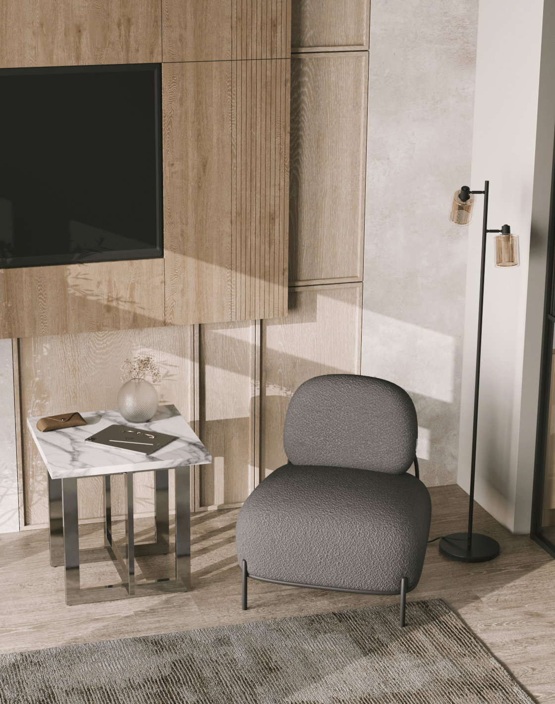 Кресло Стоун, Торшер Suspent, Журнальный столик Нэйтан