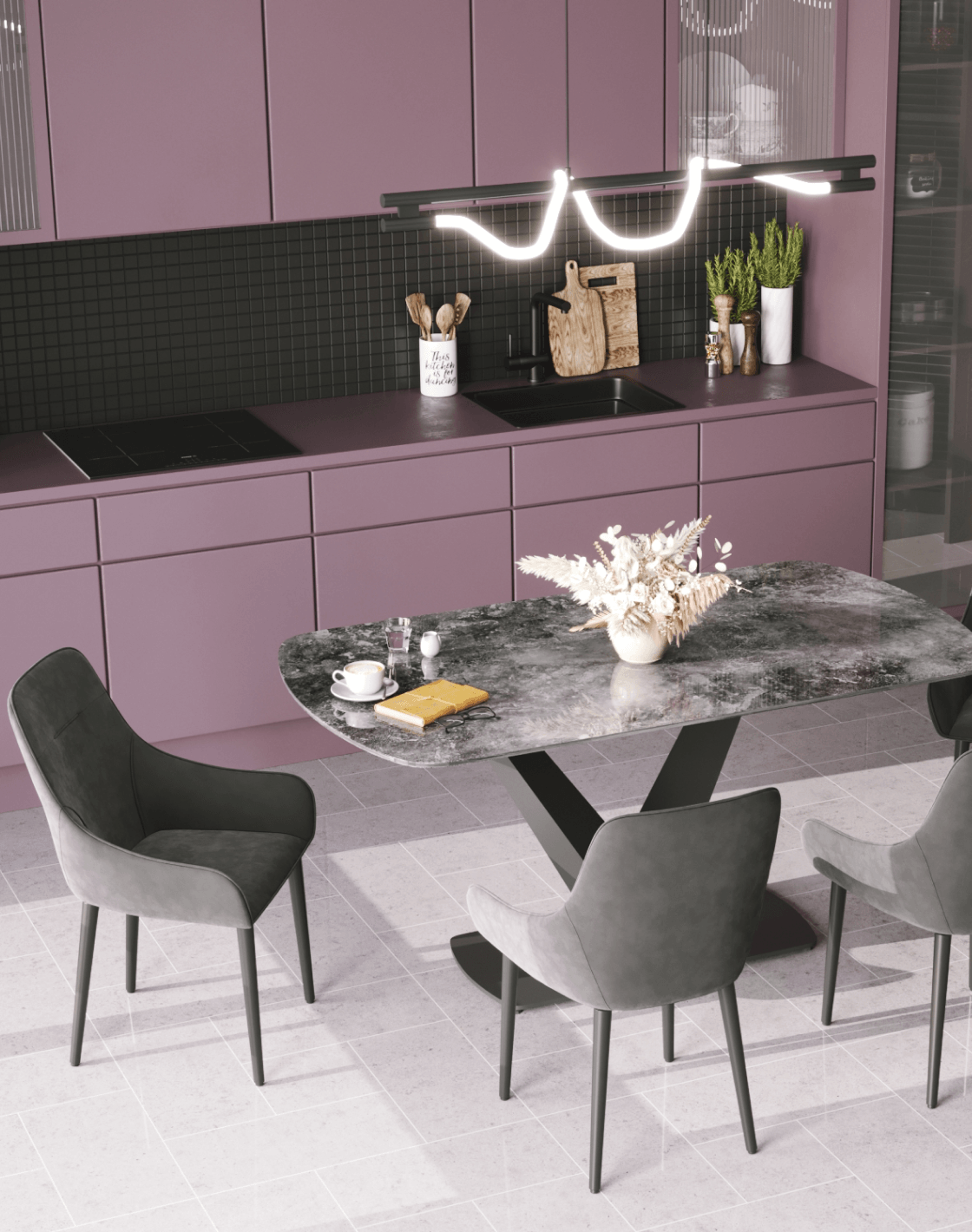 Стул Диана, Стол Аврора, Светильник подвесной True