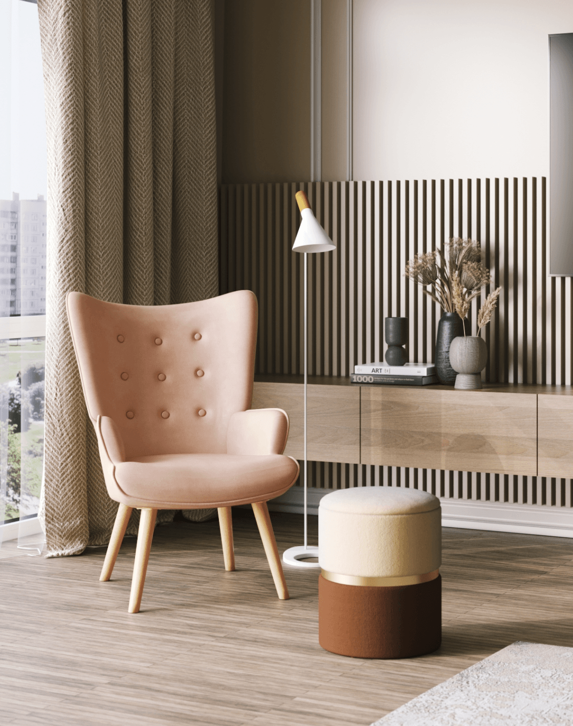 Пуф Кэрри, Кресло Хью, Торшер Turin