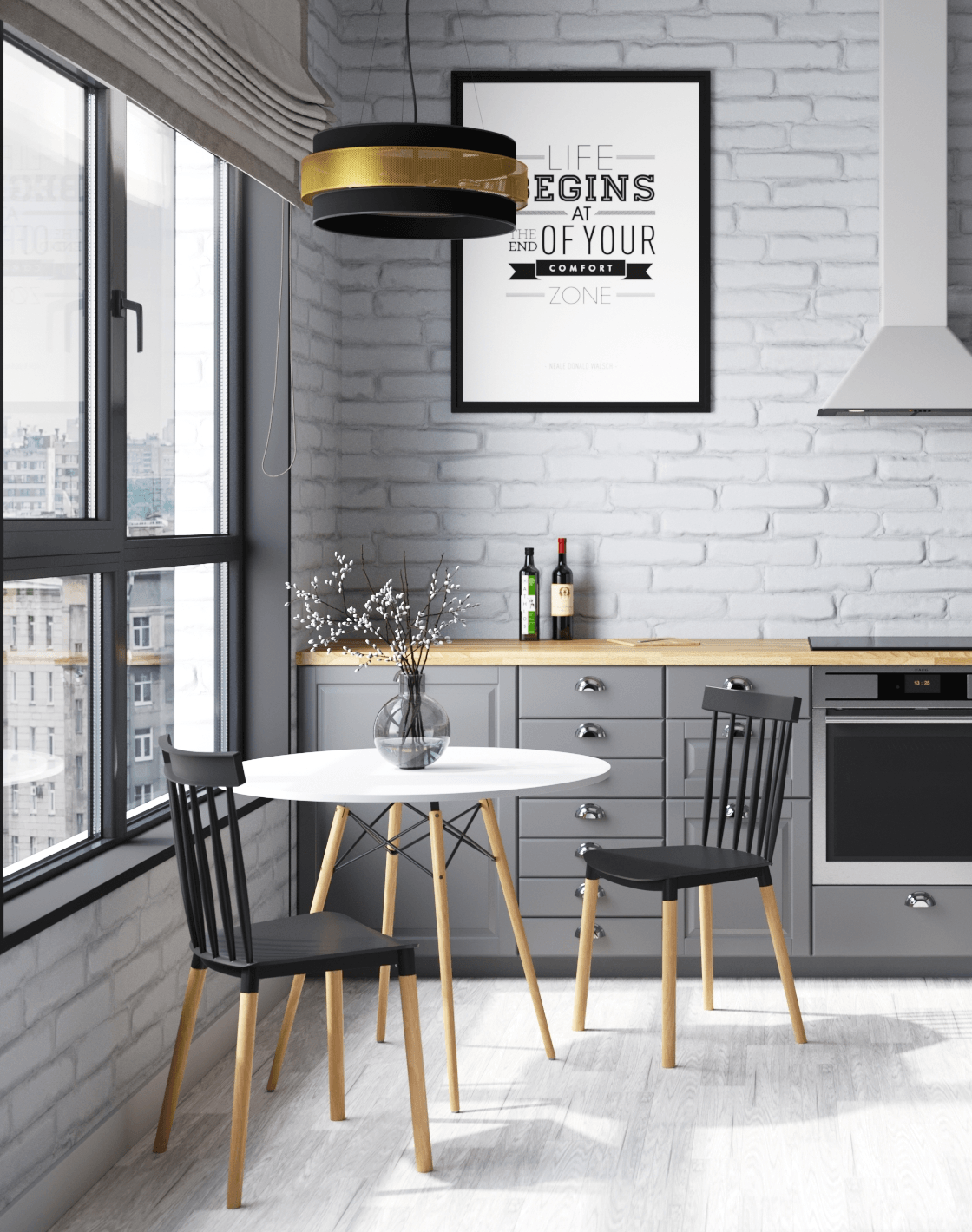 Стул Field, Стол DSW, Люстра подвесная Gela