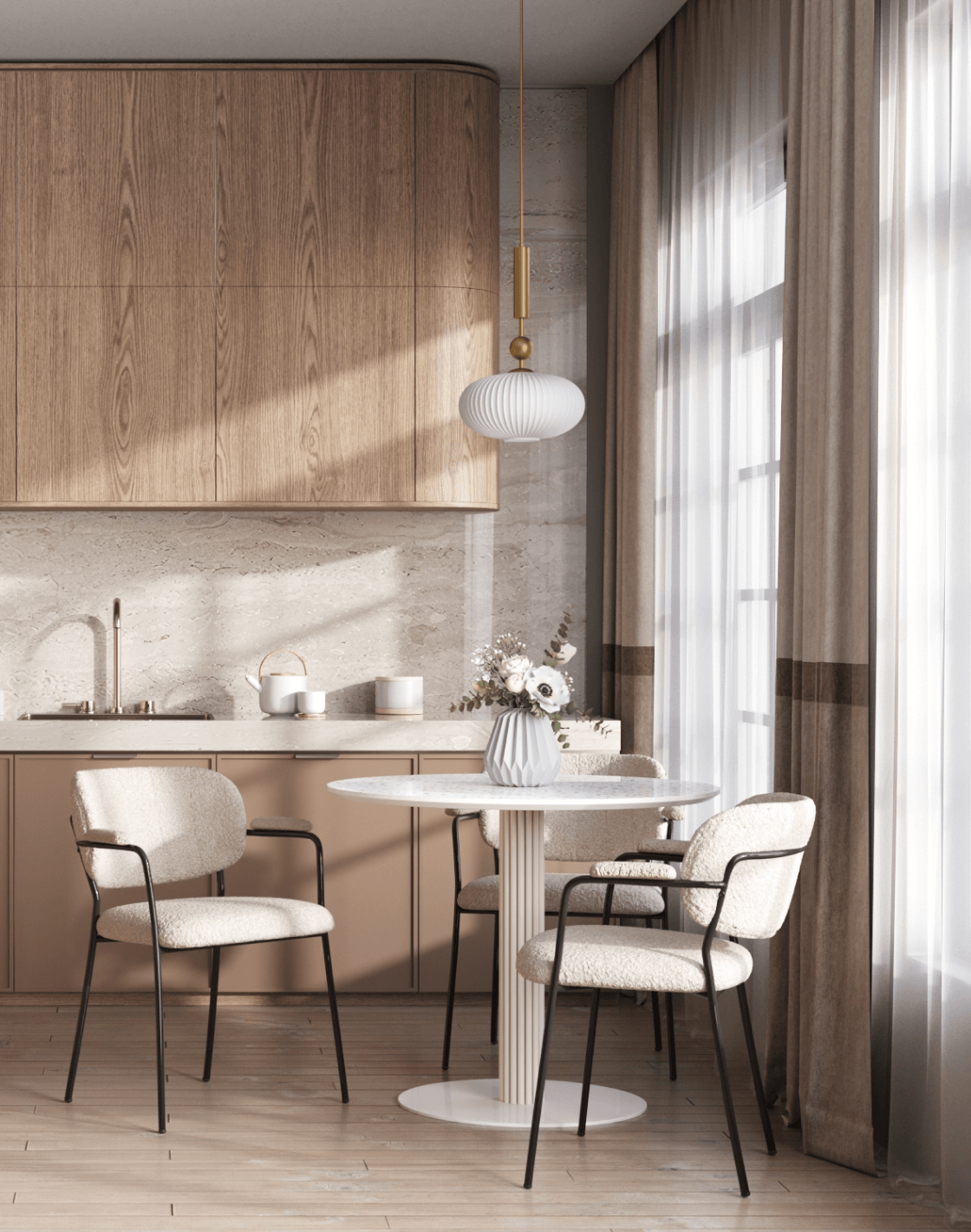 Стол Stem, Стул Кэрол, Светильник подвесной Creamy