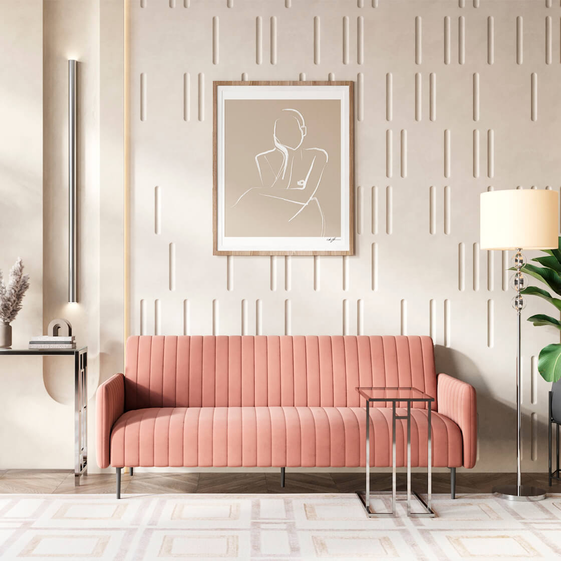 Торшер Brulee, Диван Дрезден, Консольный столик БРУКЛИН, Журнальный столик БОСТОН 