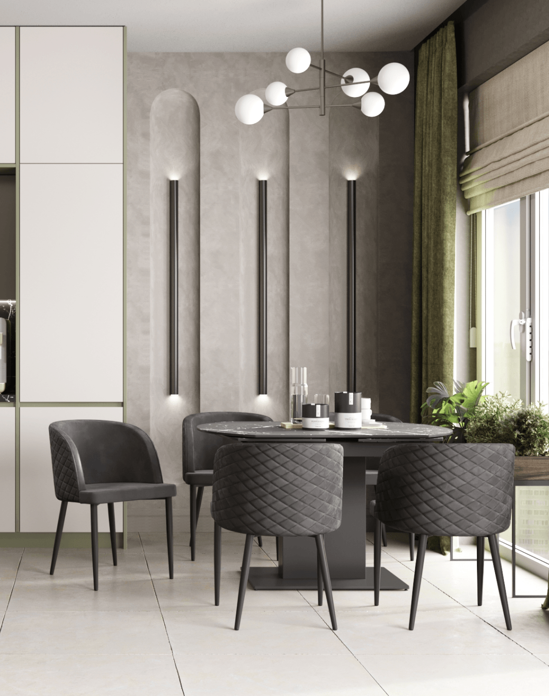  Стол Хлоя, Стул Оскар, Светильник подвесной Molecule