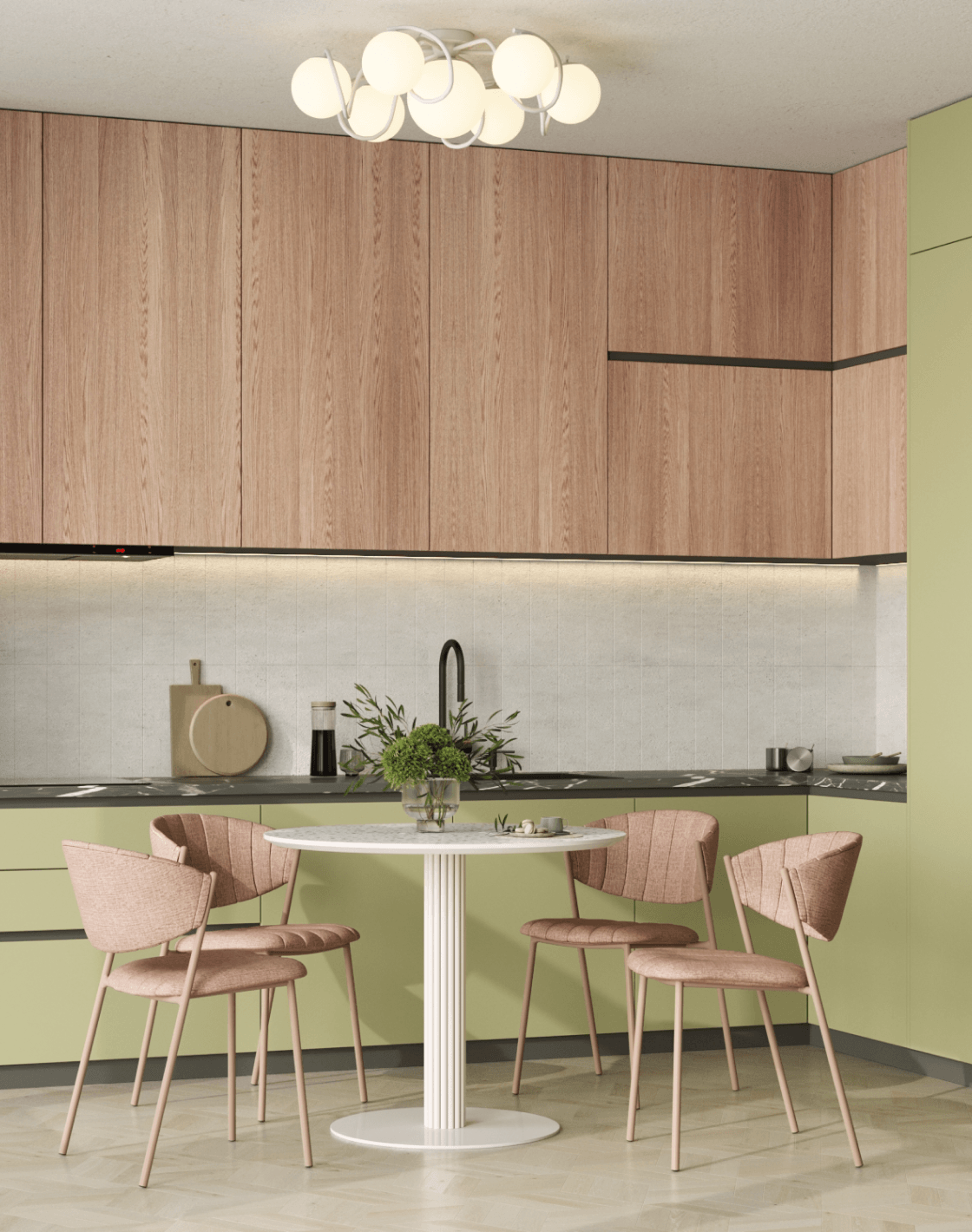 Стол Stem, Стул Харпер, Люстра потолочная Circle