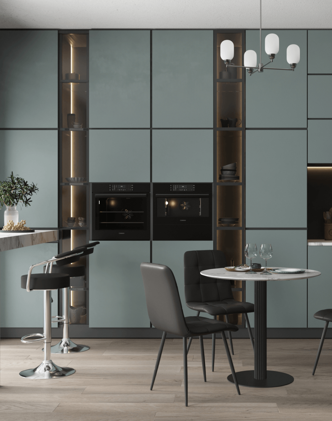 Стол Stem, Стул Oliver, Стул барный Орион, Люстра подвесная Gracy