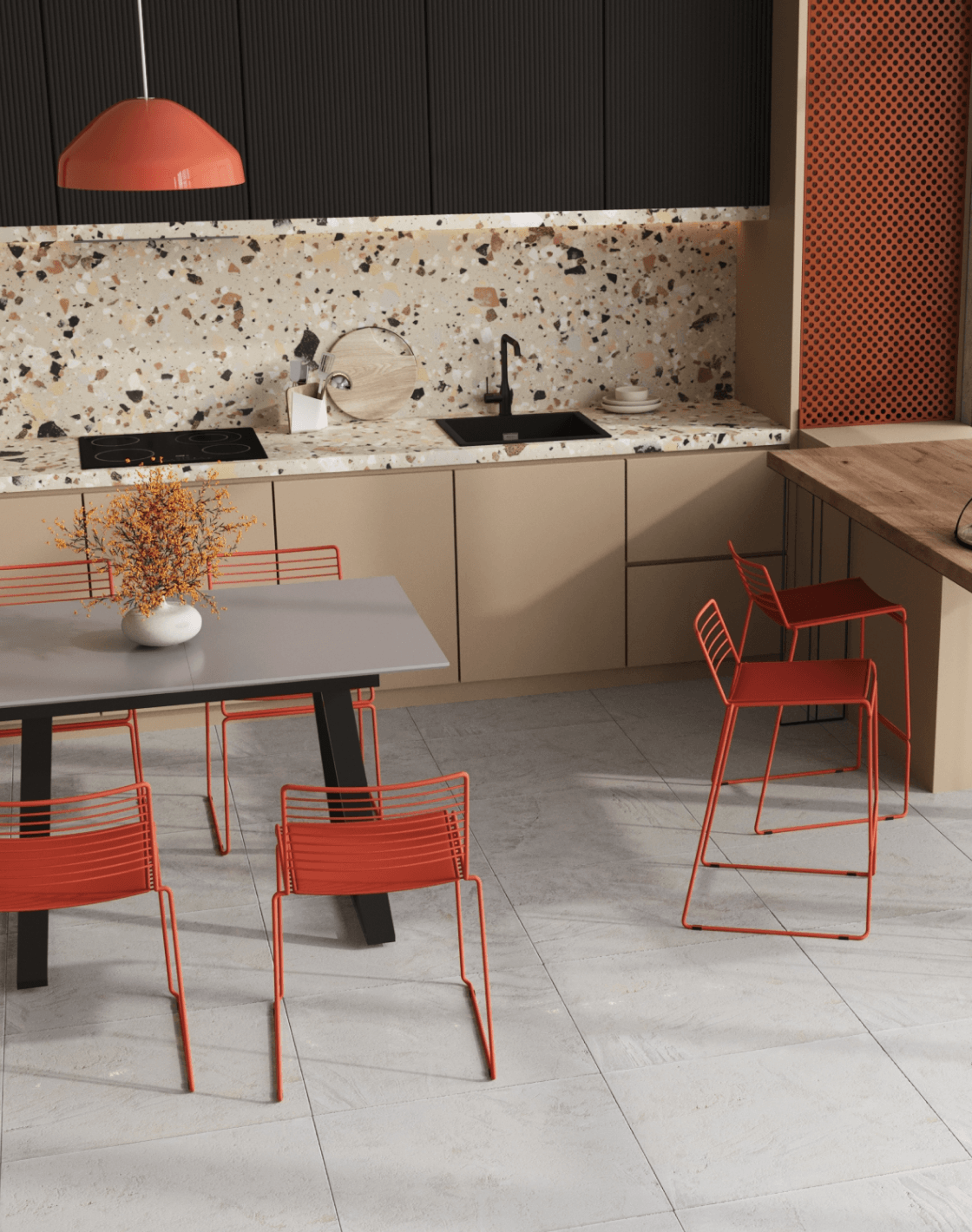 Стул Danny, Стол Детройт, Стул полубарный Danny, Светильник подвесной Shades