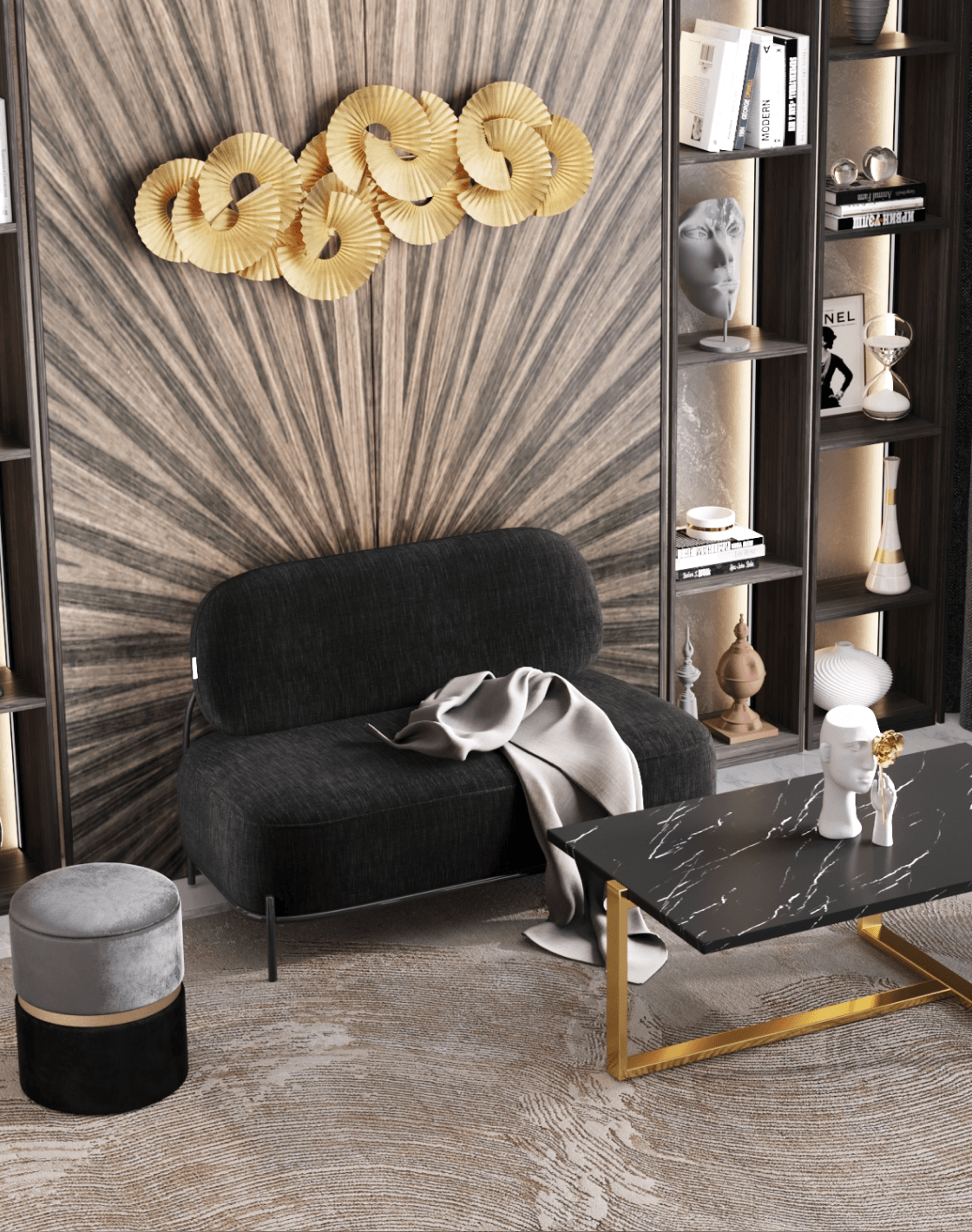 Пуф Кэрри, Диван Стоун, Журнальный столик Тоби