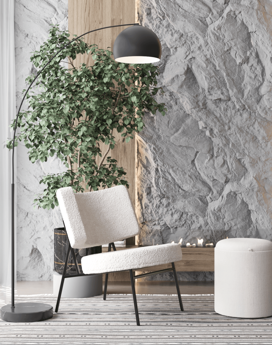  Торшер Arco, Пуф-столик Хюгге, Мини-кресло District Lounge