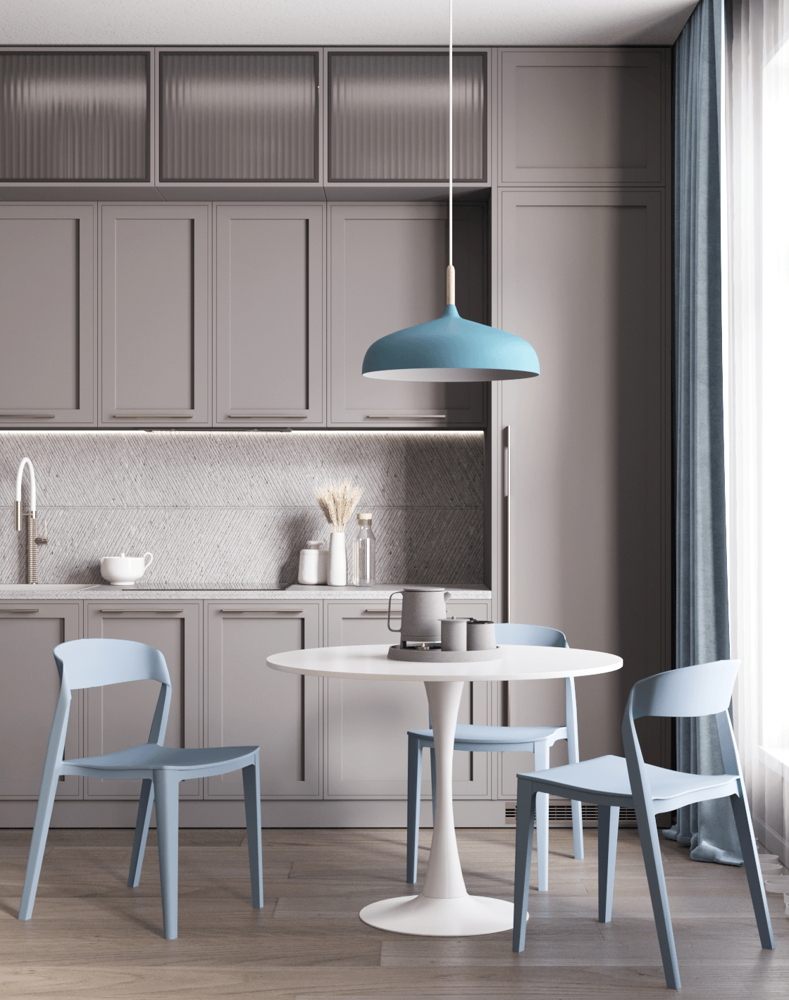 Стол Tulip, Стул Moris, Светильник подвесной Hygo