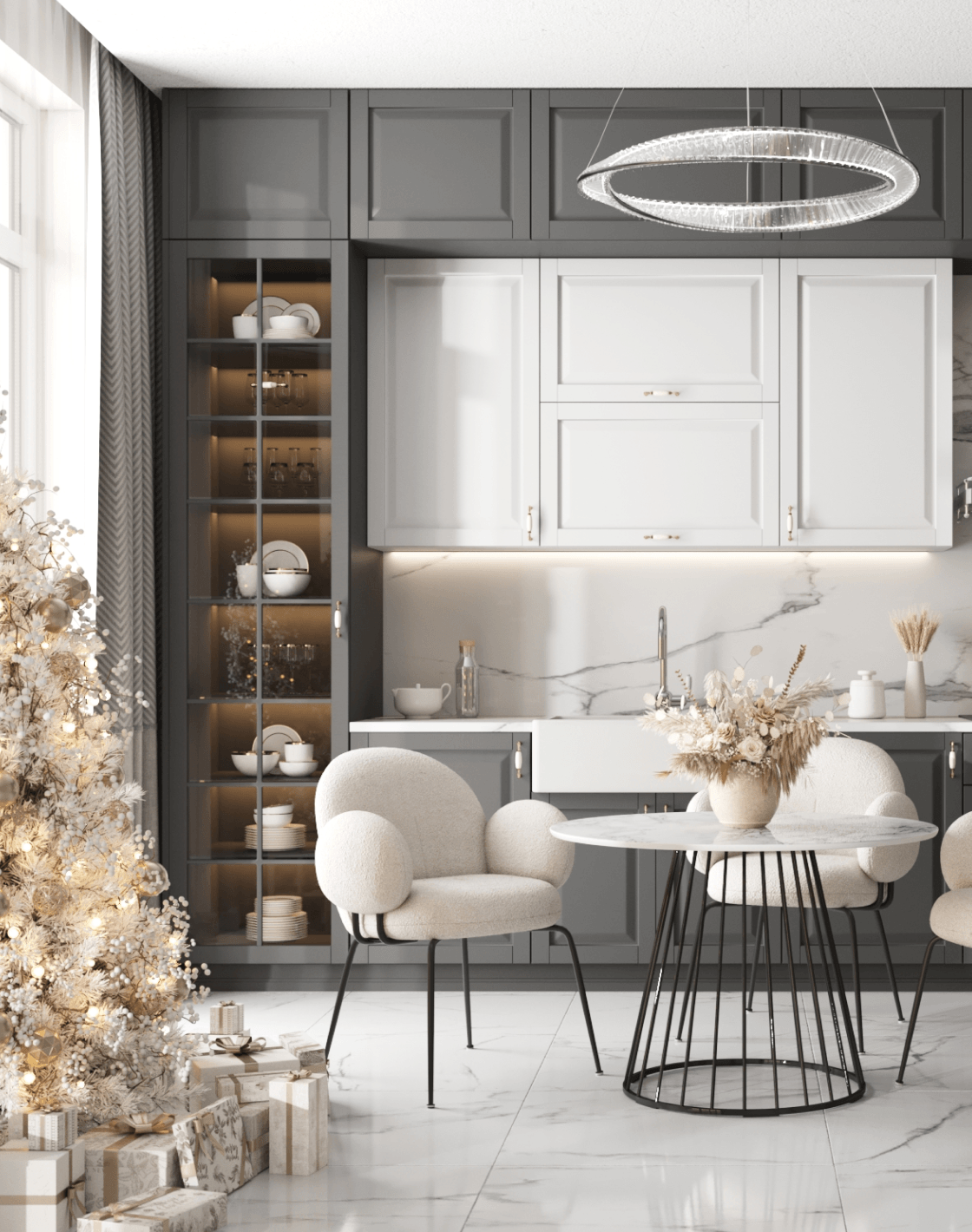 Кресло Nina, Стол Ливерпуль, Люстра подвесная Asti