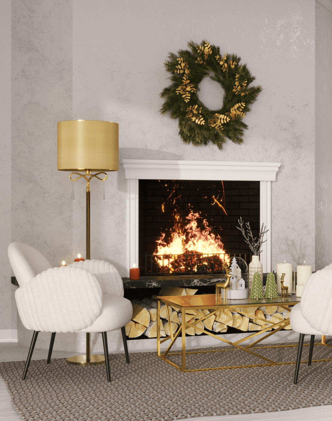 Торшер Chilly, Кресло Wave Stripes, Журнальный столик АРТ ДЕКО