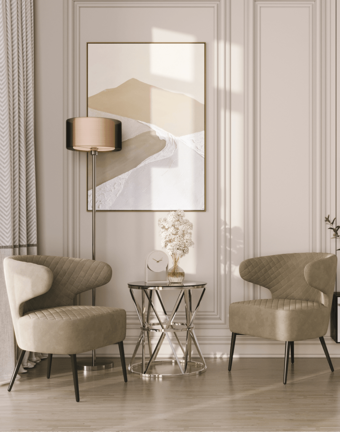 Кресло Room, Торшер Royal, Журнальный столик ВИВА