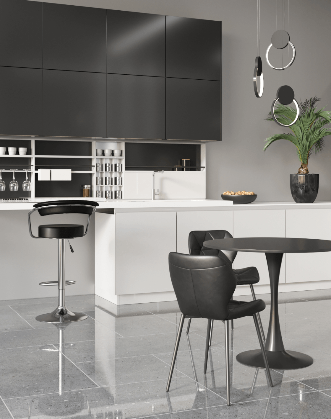 Стол Tulip, Стул барный Орион, Светильник подвесной Store