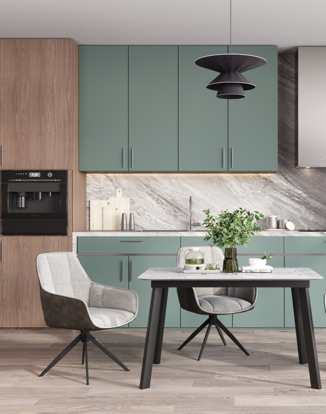 Стул Alba, Стол Batu, Светильник подвесной Mantis