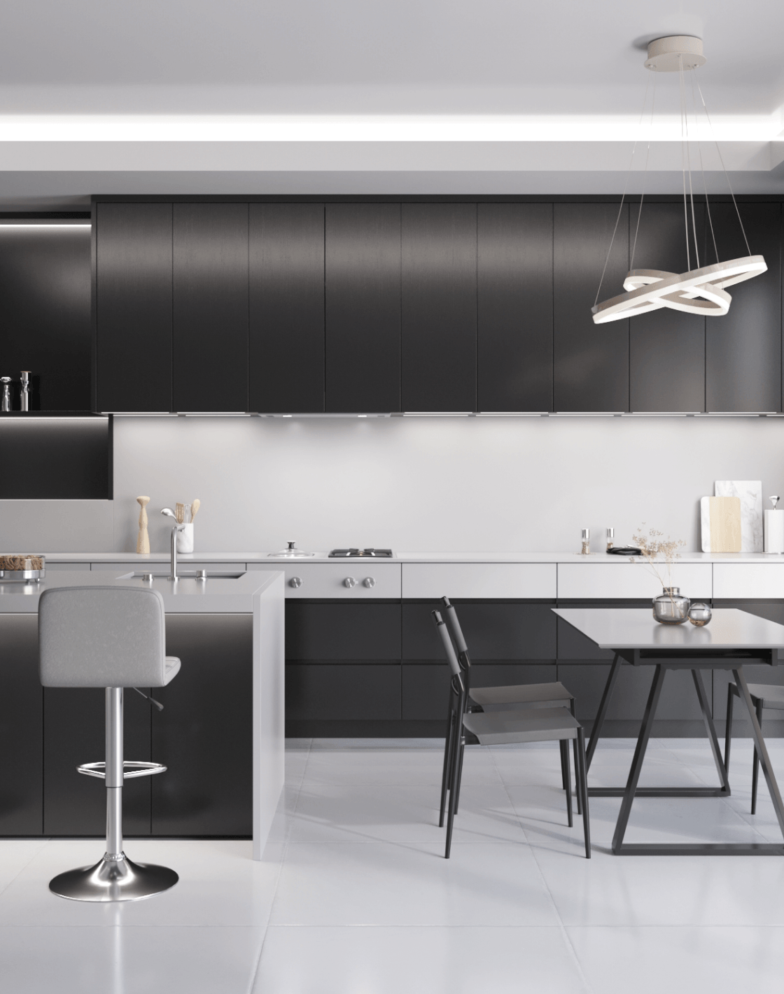 Стул West, Стол Детройт, Стул барный Малави, Люстра подвесная Nova