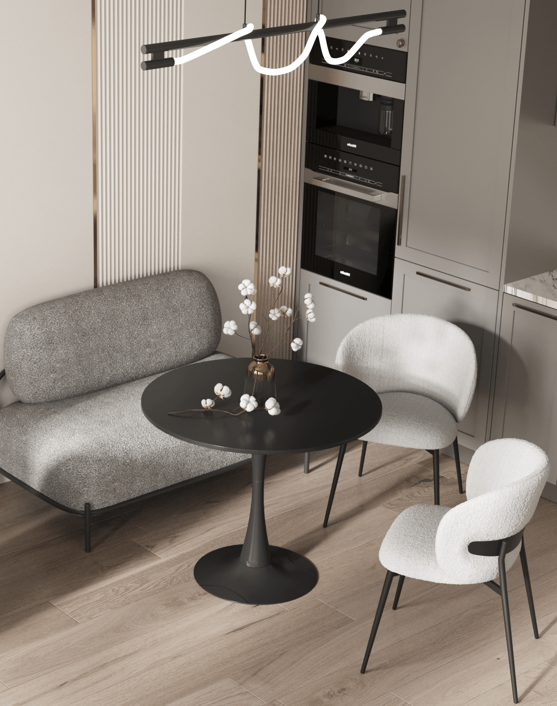 Стол Tulip, Стул Блейз, Светильник подвесной True