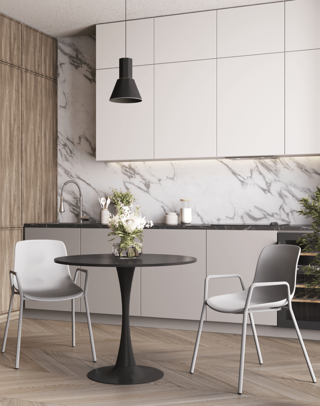 Стул Kaira, Стол Толедо, Светильник подвесной Cleri