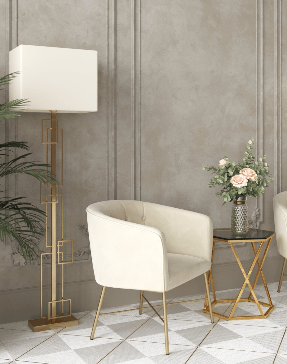  Кресло Шале, Торшер Nemesia, Журнальный столик Круз