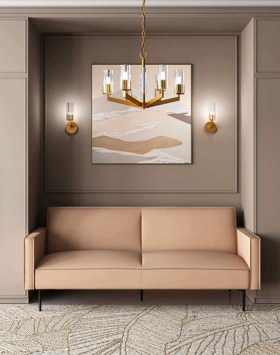 Диван Кассель, Люстра подвесная Brass, Светильник настенный Brass