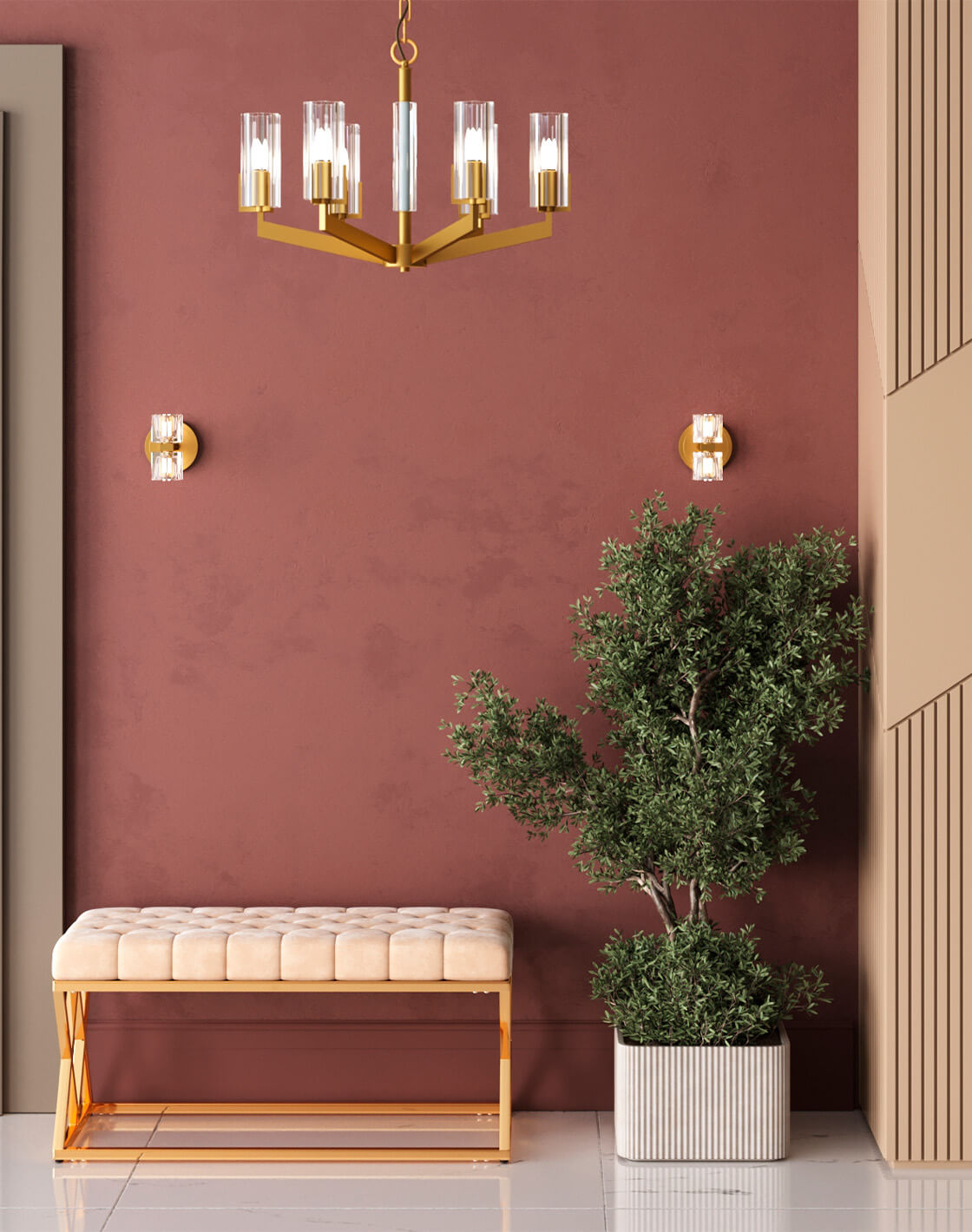 Банкетка ИНСИГНИЯ, Люстра подвесная Brass, Светильник настенный Brass