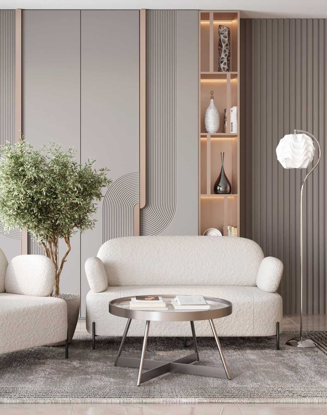 Диван Кэнди, Торшер Flake, Кресло Кэнди, Журнальный столик Гера