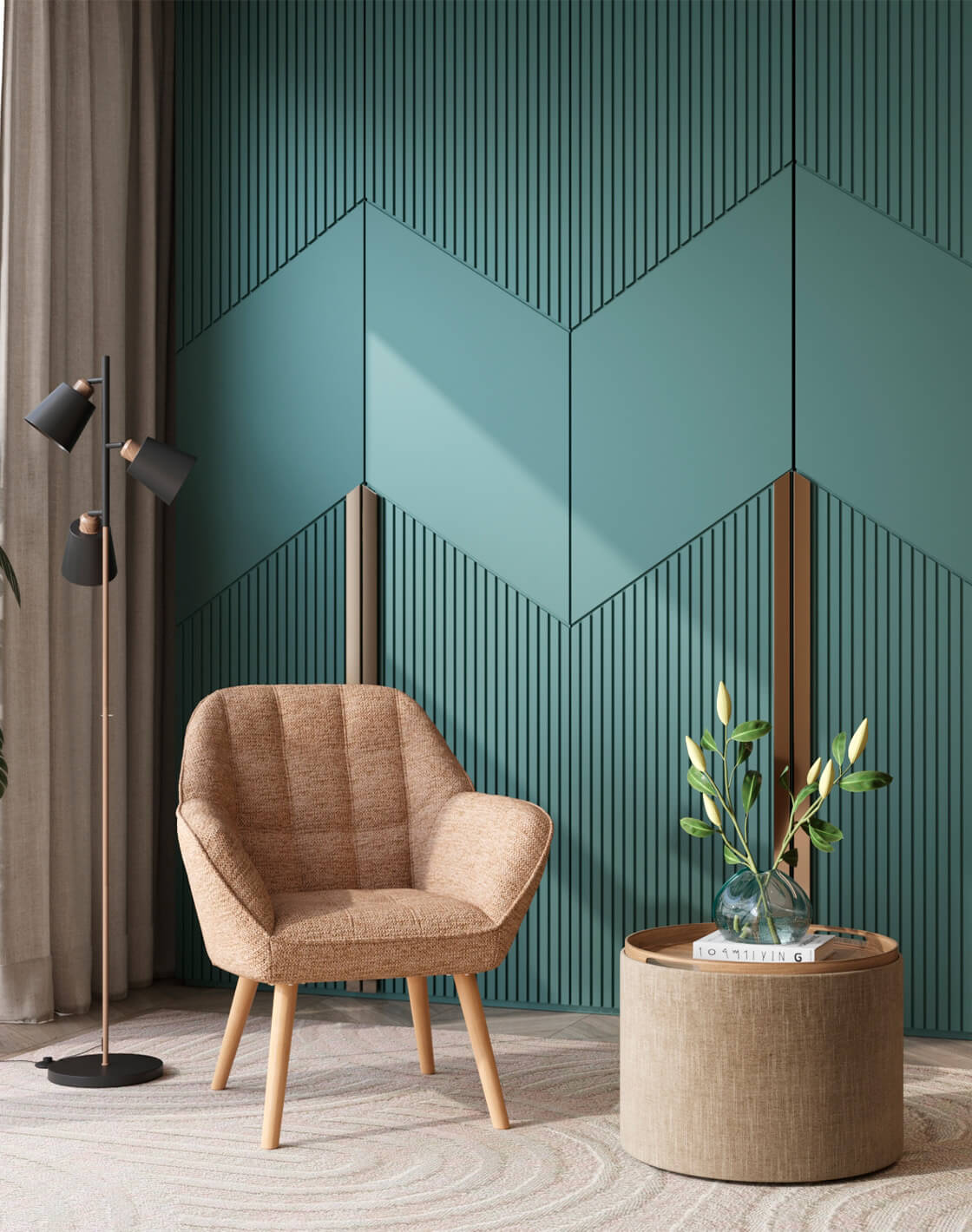 Кресло Вэйл, Торшер Floor, Пуф-столик Хюгге