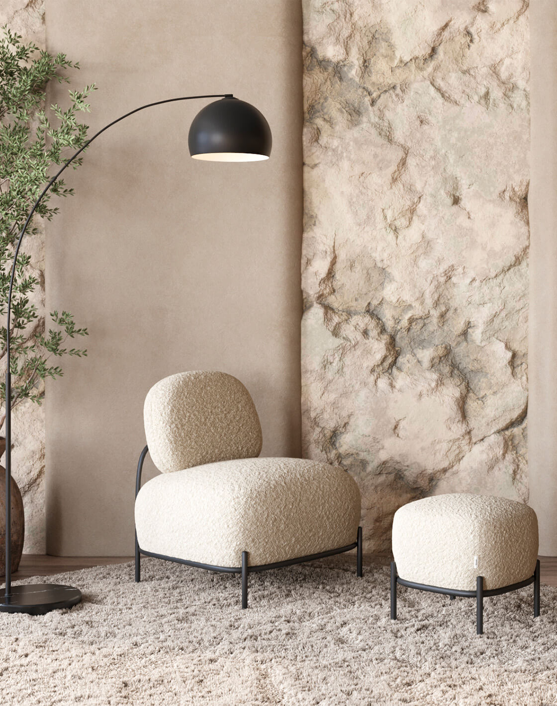 Пуф Стоун, Торшер Arco, Кресло Стоун