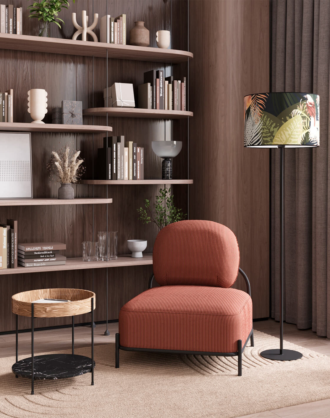 Кресло Стоун, Торшер Tropic, Журнальный столик Спэйс