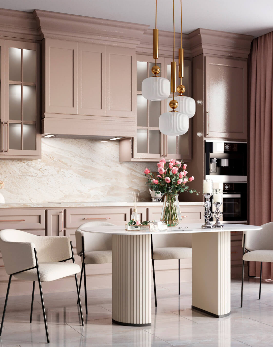 Стул Brace, Стол Opera, Светильник подвесной Creamy