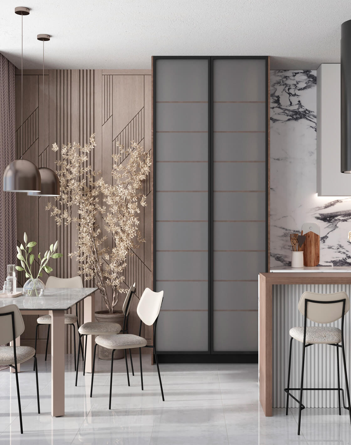 Стул Casey, Стол Varden, Стул полубарный Casey, Светильник подвесной Alva