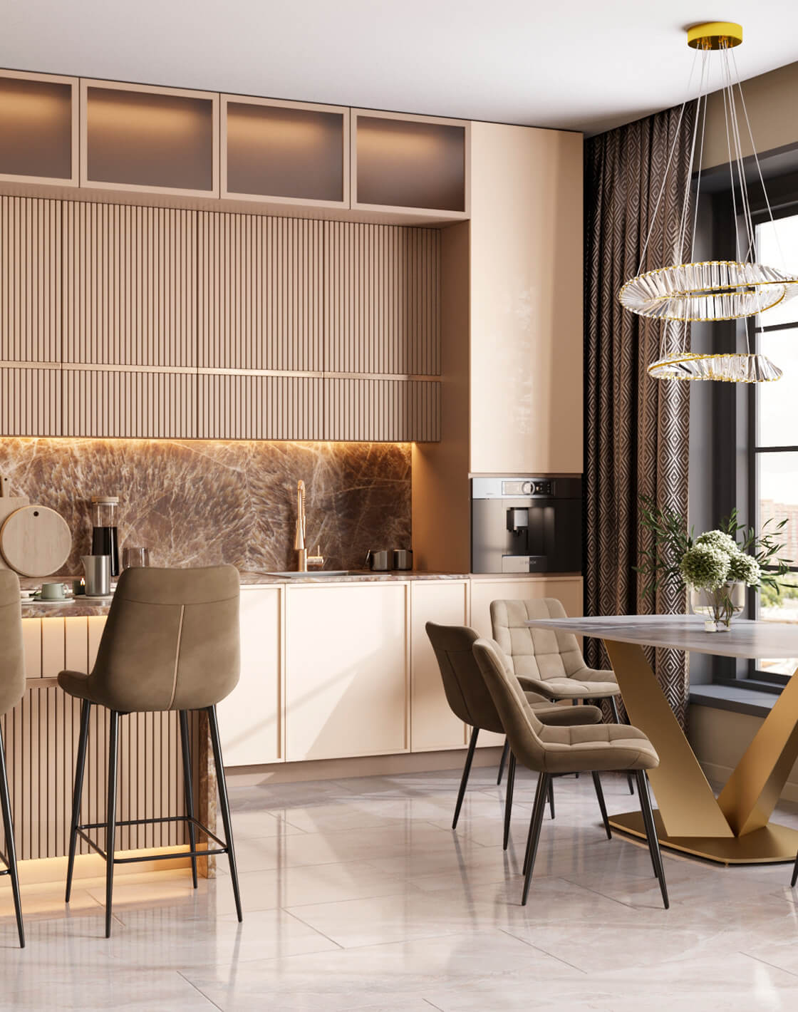 Стул Флекс, Стол Аврора, Стул барный Флекс, Люстра подвесная Asti