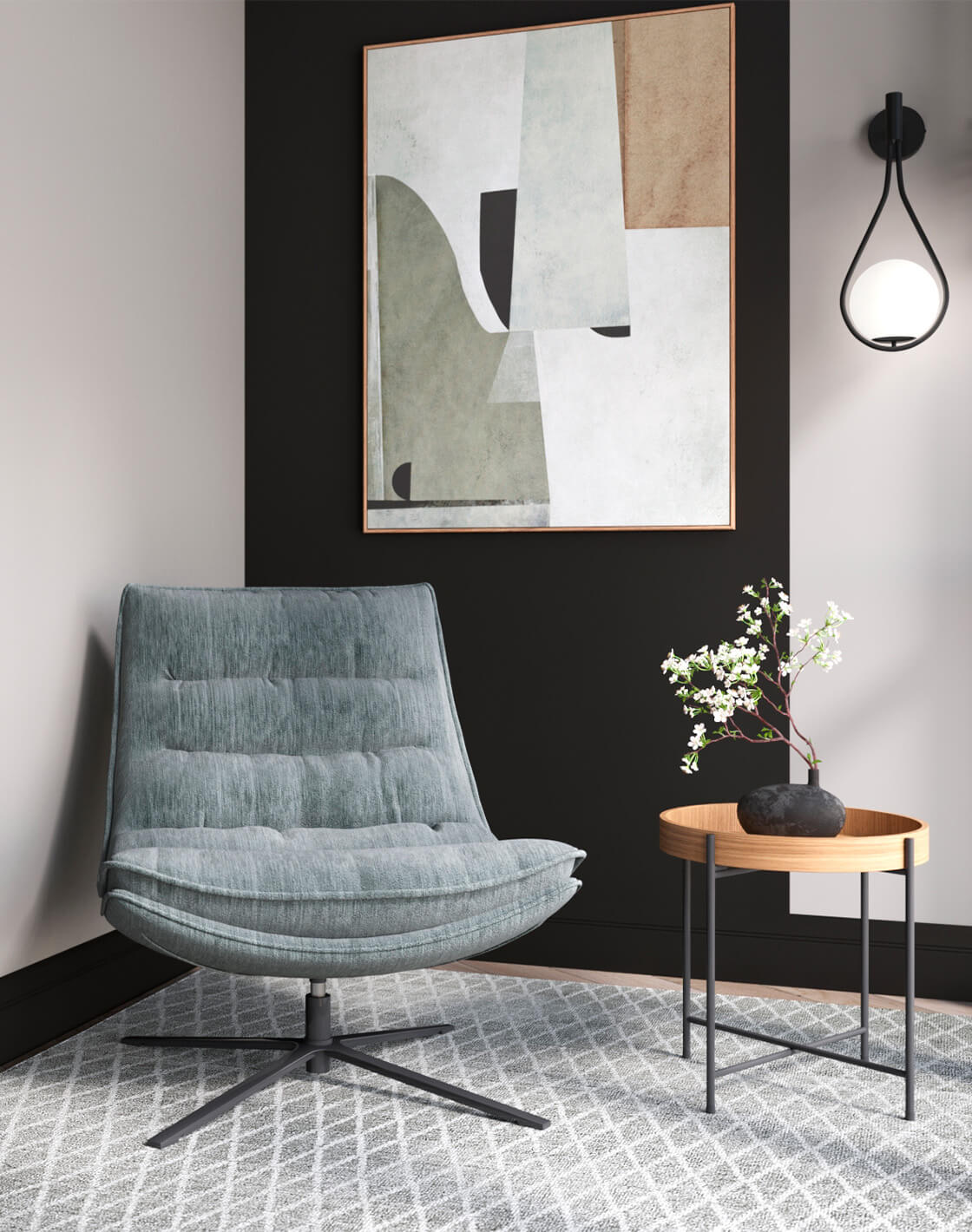 Кресло Lazy, Журнальный столик Стар, Светильник настенный Barocco