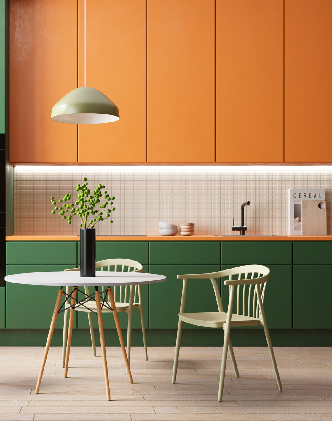 Стул Campo, Стол DSW NEW, Светильник подвесной Shades