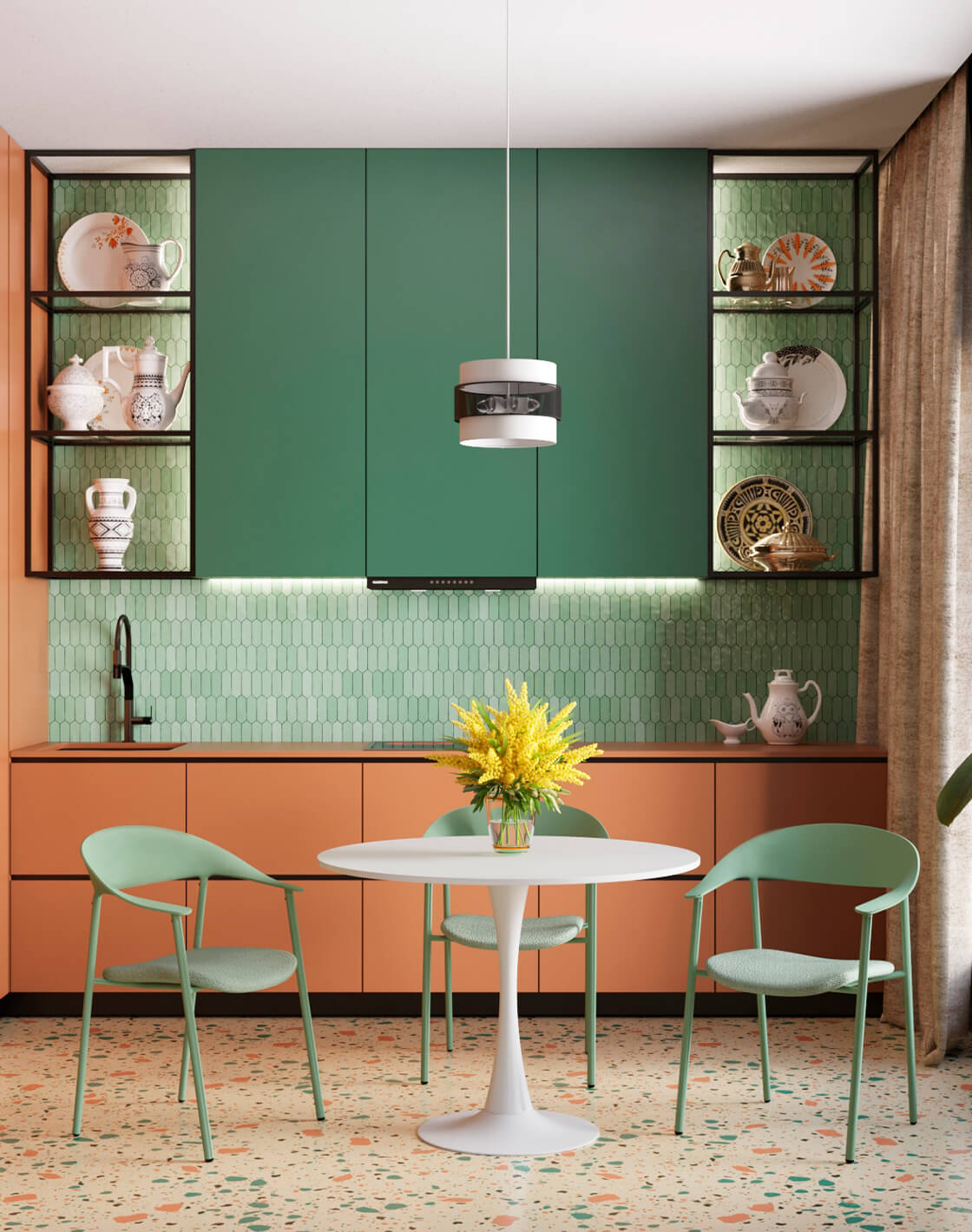 Стул Eila, Стол Tulip, Светильник подвесной Gela 