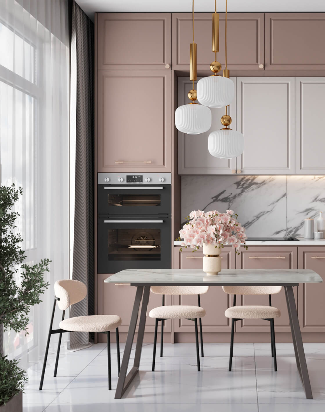 Стул Sevyn, Стол Vermont, Светильник подвесной Creamy