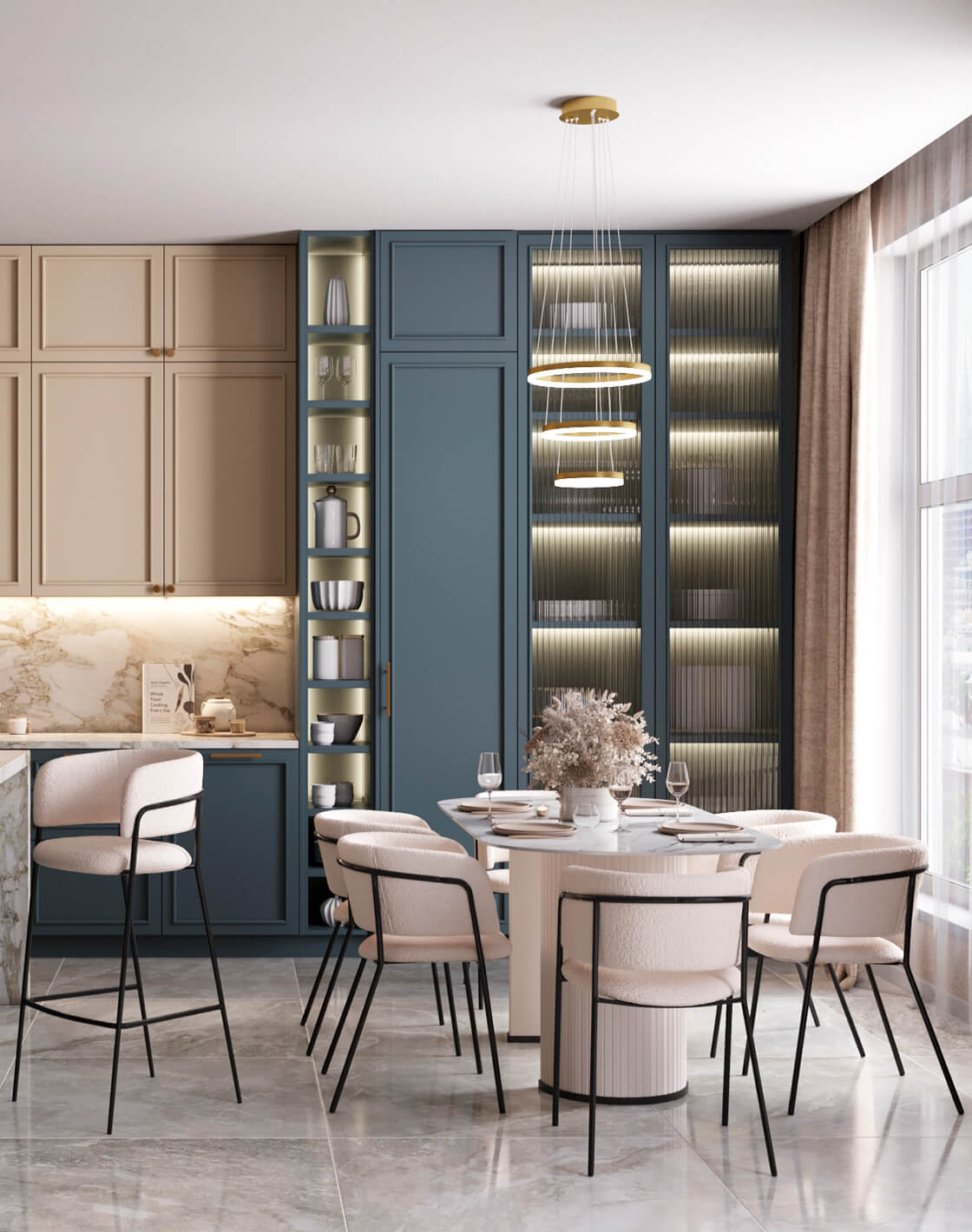 Стол Opera, Кресло Нэлли, Стул барный Нэлли, Светильник подвесной Fay