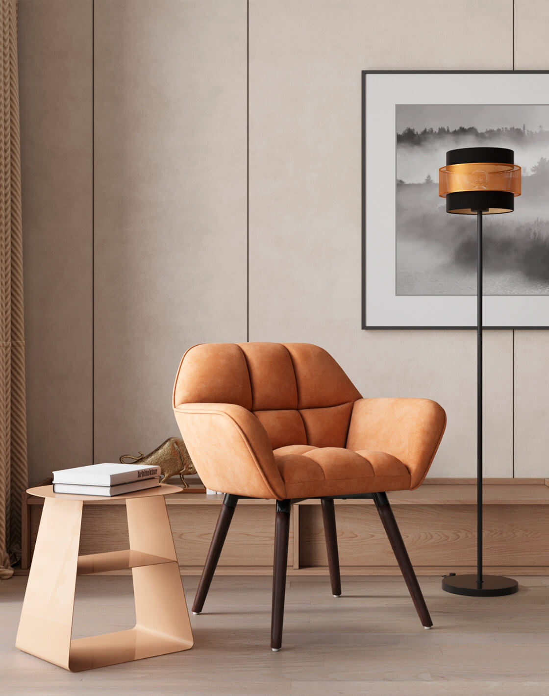 Торшер Gela, Кресло Брайан, Журнальный столик Leyre