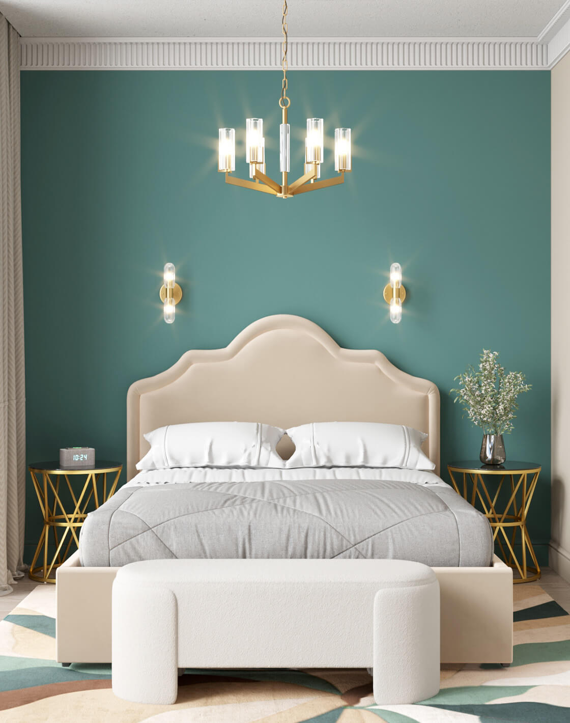 Банкетка Taks, Люстра подвесная Brass, Светильник настенный Brass, Журнальный столик ВИВА