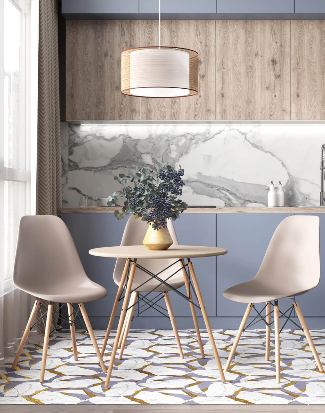 Стол DSW, Стул DSW, Светильник подвесной Room