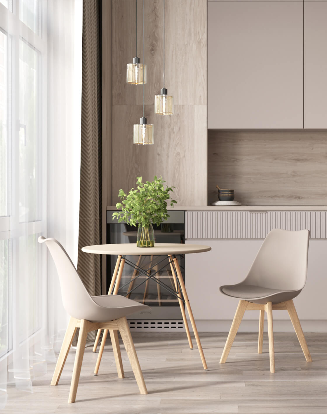 Стол DSW, Стул FRANKFURT, Светильник подвесной Brizzi