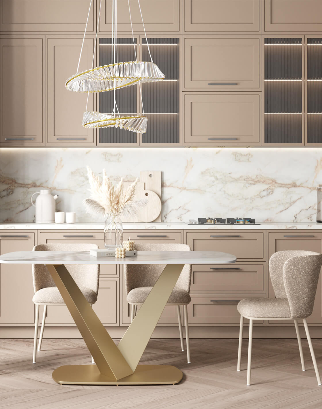 Стул Stag, Стол Аврора, Люстра подвесная Asti