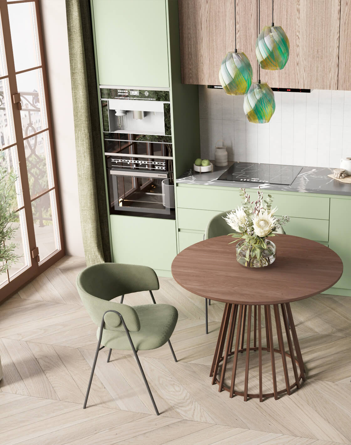 Стул Колин, Стол Daphne, Светильник Rozy Стул Колин, Стол Daphne, Светильник Rozy