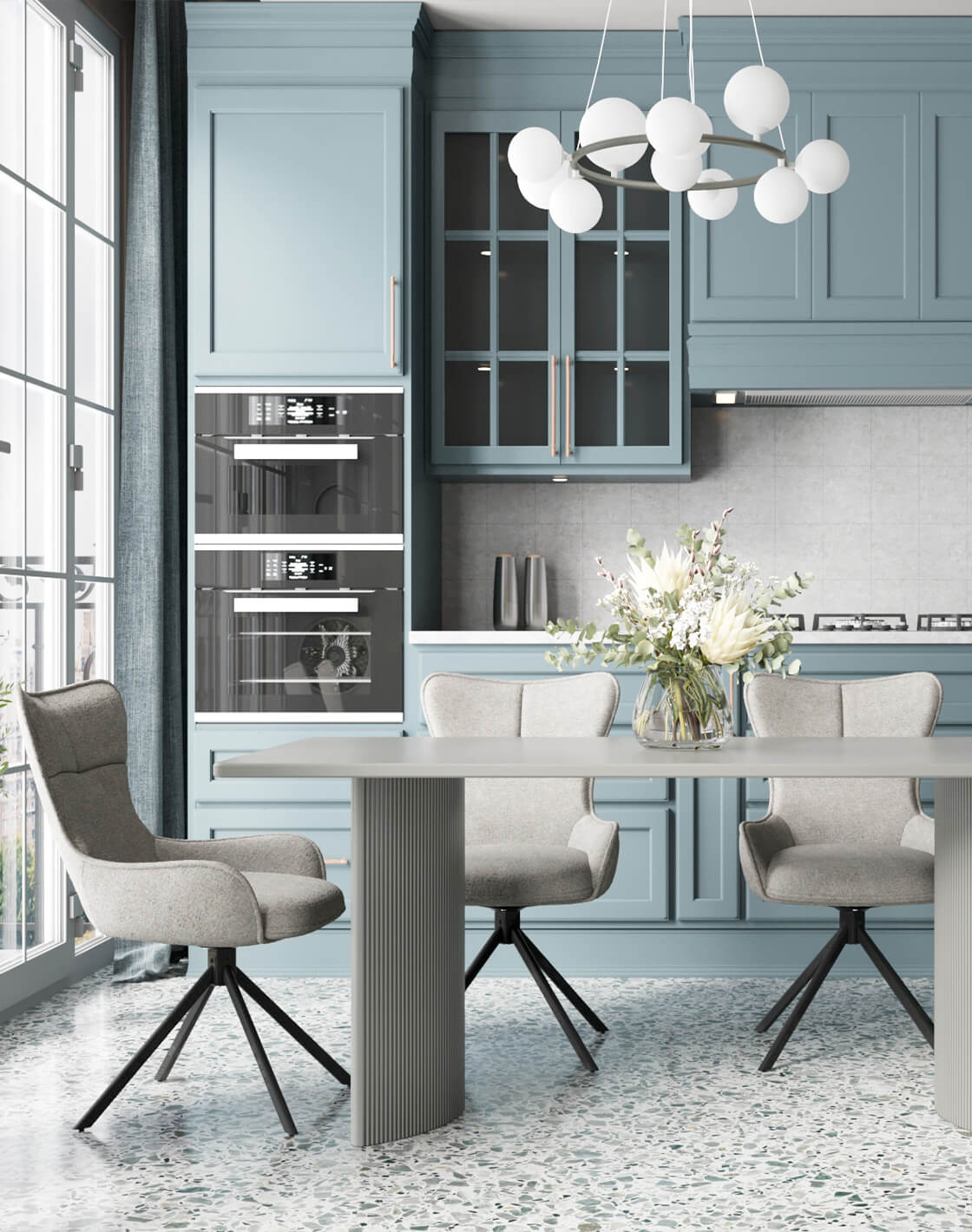 Стул Irigo, Стол Celestia, Светильник подвесной Renny