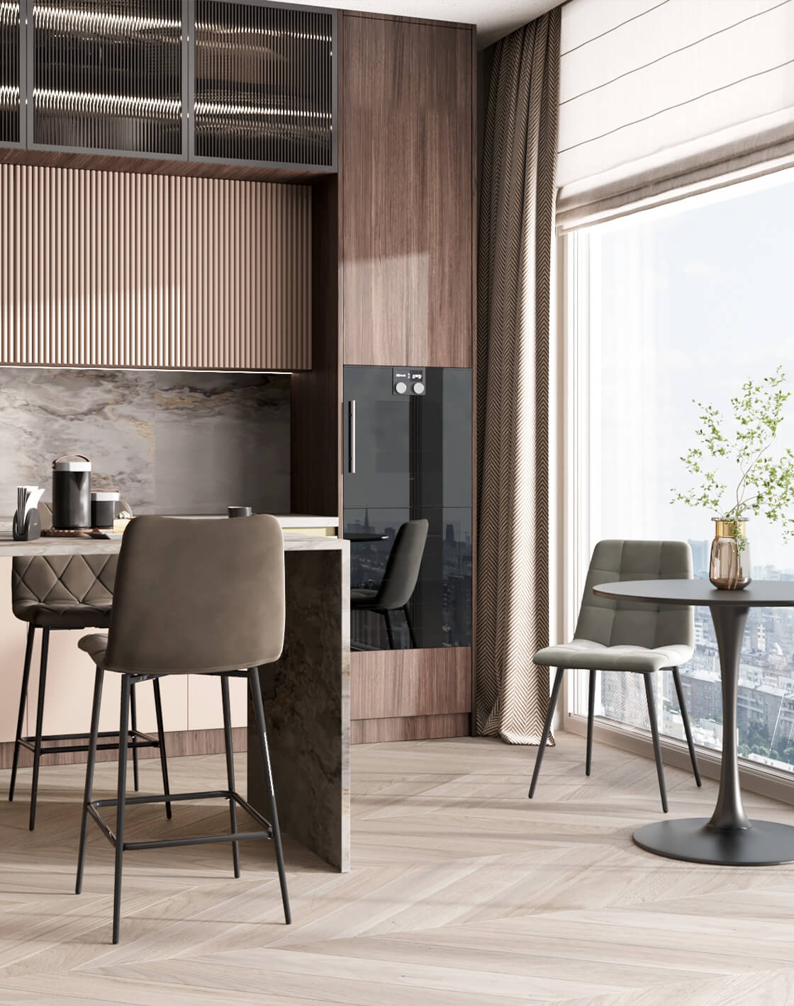 Стол Tulip, Стул Одди, Стул полубарный Одди Diamond